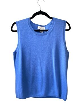 Mainbocher 100% Cashmere Blue Sweater Vest Tank Size L
